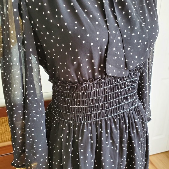 Max Studio black white polka dot chiffon dress - Picture 5 of 9